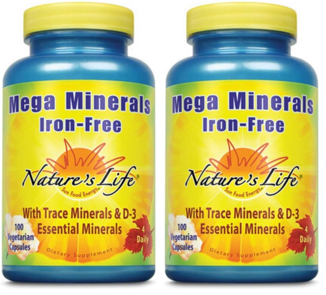 Nature's Life Mega Minerals w/No Iron Capsules, 200 Capsules