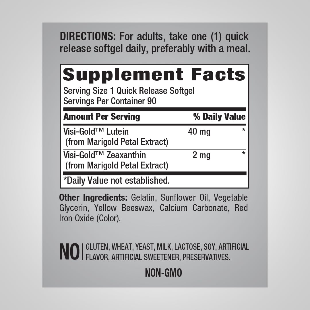 Piping Rock Lutein and Zeaxanthin 40mg Softgels, 90 Count