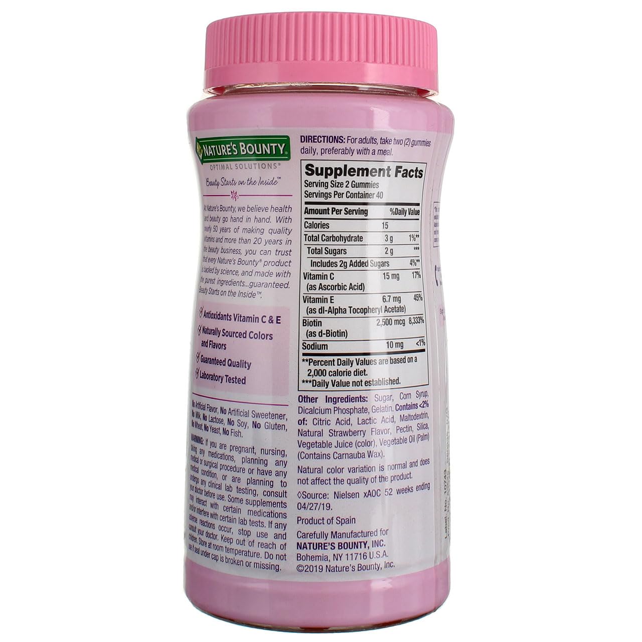 Nature's Bounty Optimal Solutions Hair, Skin and Nails Gummies, 160 Count