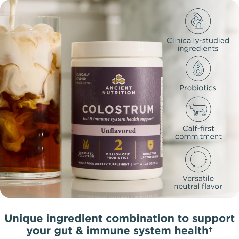 Ancient Nutrition Colostrum Superfood Powder, Grass Fed Bovine Colostrum, 2.8 oz