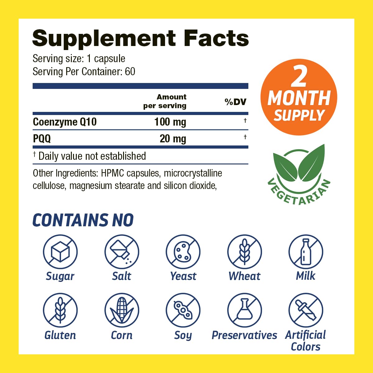 Dr’s Hope CoQ10 100mg + PQQ 20mg Capsules, 60 Count