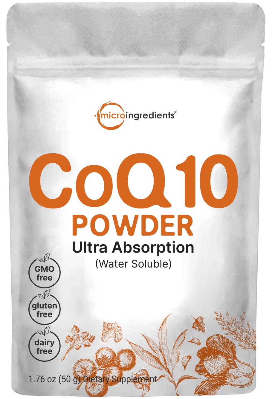 Micro Ingredients Water Soluble COQ10 Supplement Powder 1.76 oz
