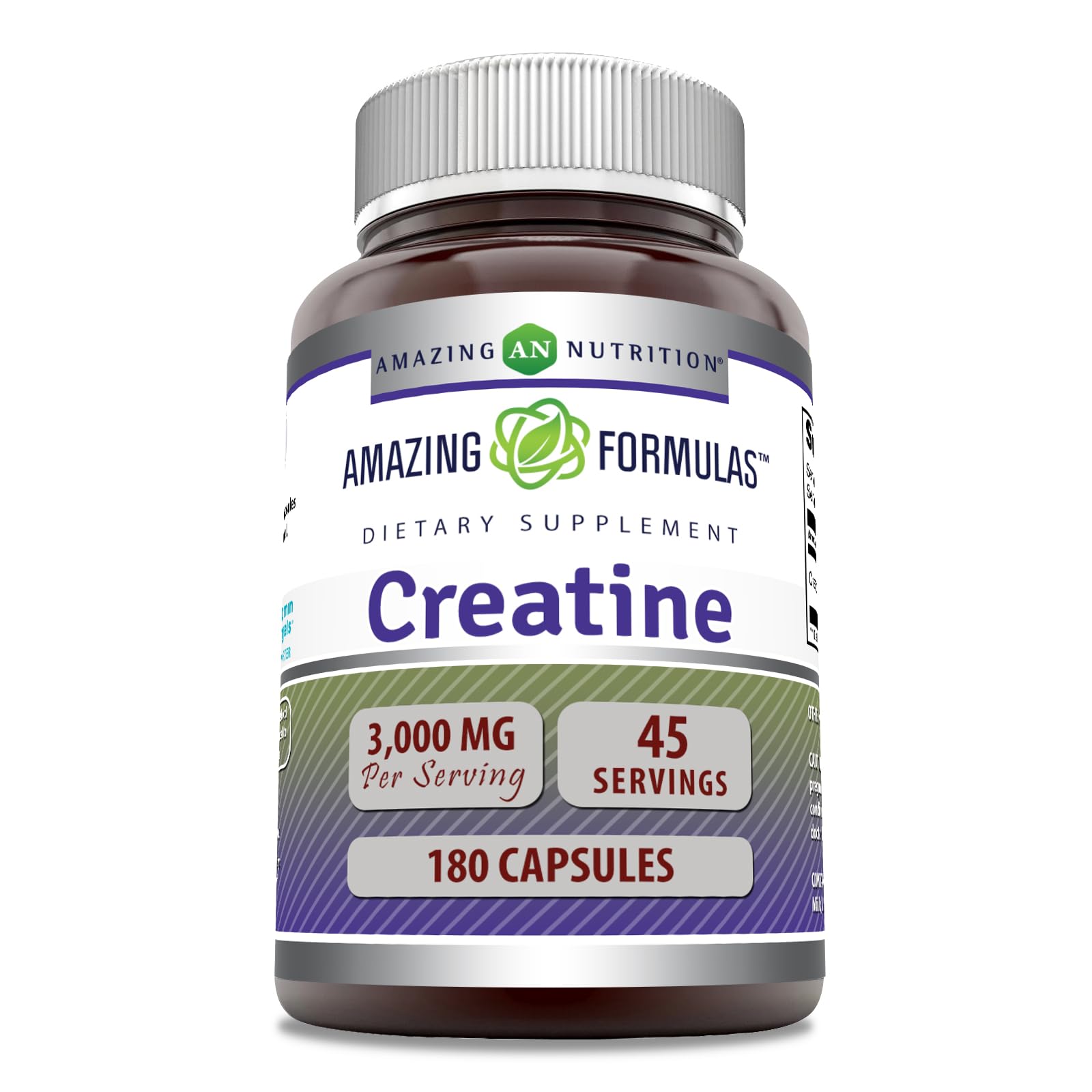 Amazing Nutrition Creatine Monohydrate 3000 Mg Capsules, 180 Count