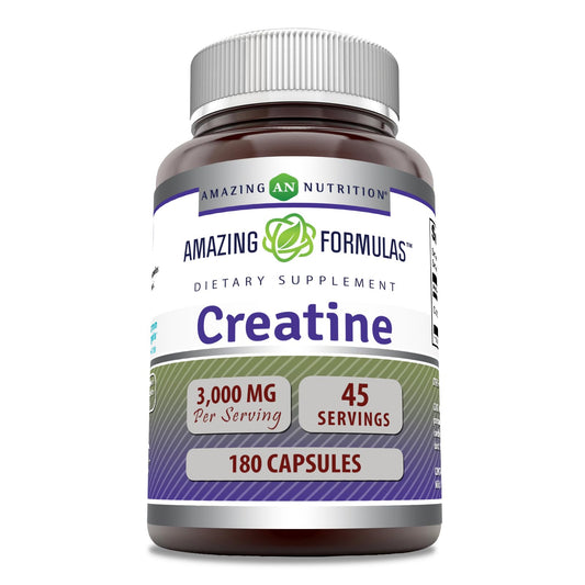 Amazing Nutrition Creatine Monohydrate 3000 Mg Capsules, 180 Count