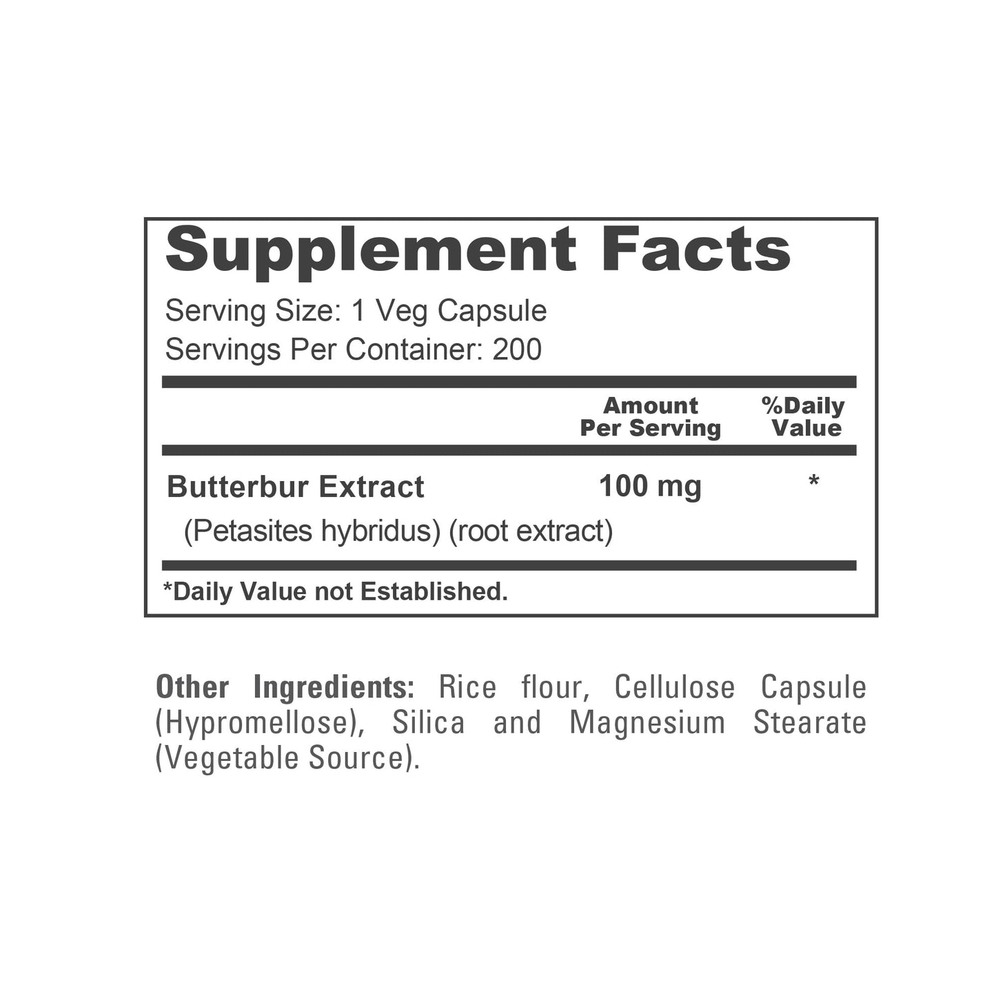 NusaPure Butterbur 100mg Veggie Capsules, 200 Count