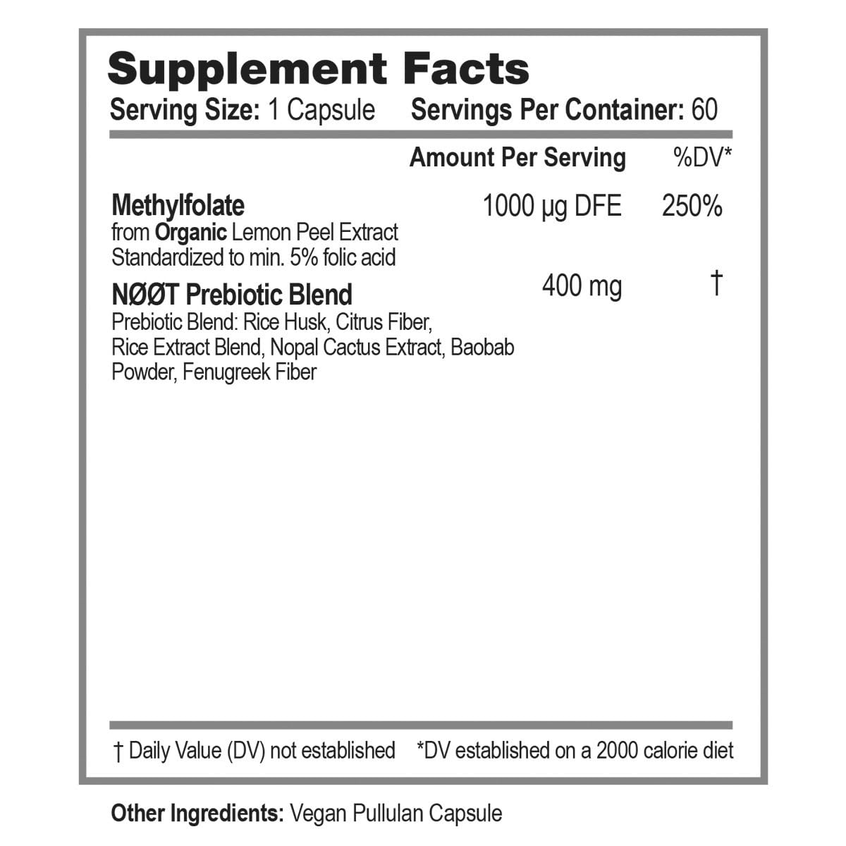 NØØT Organic Methylfolate 1000 mcg DFE, Plant-Sourced Folate with Naturally Occurring 5-MTHF Essential for Energy, Mood, Red Blood Cell Formation & Prenatal Readiness for Women & Men, Capsule, 90 Capsules