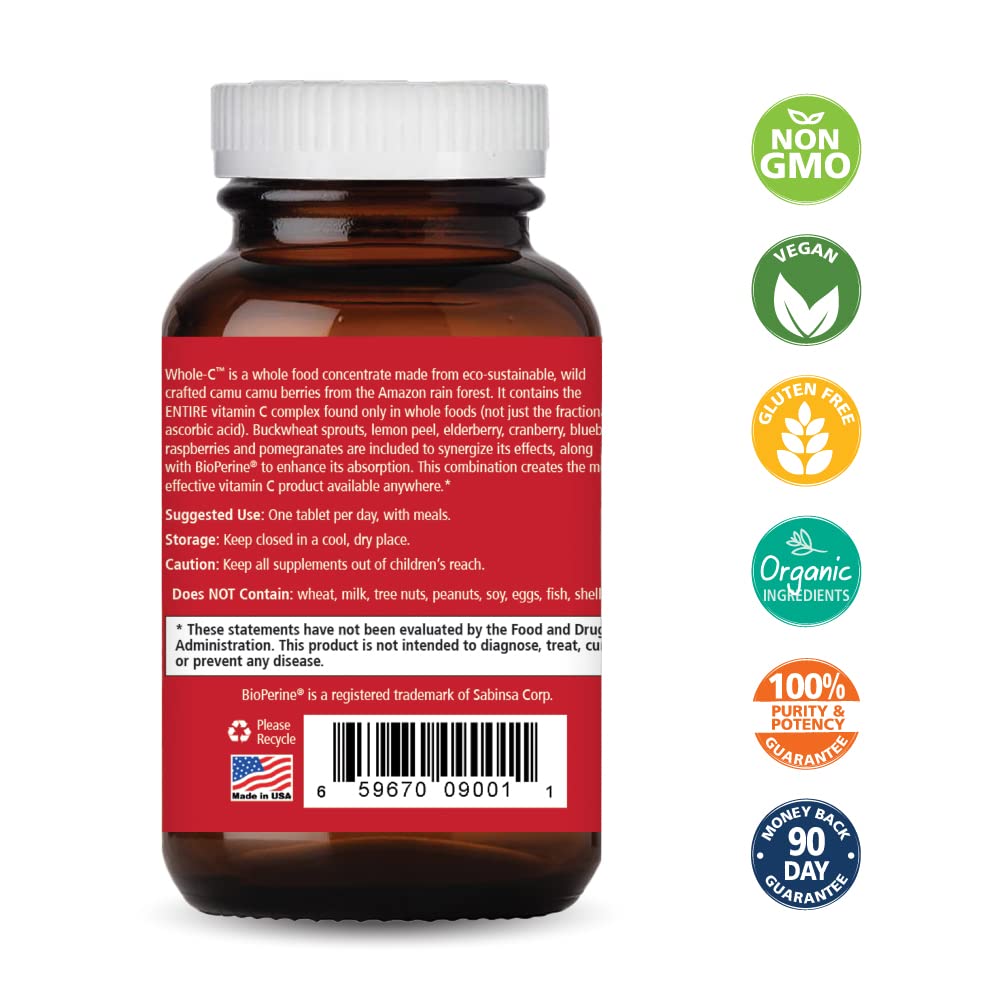 PURE ESSENCE LABS Whole-C Whole Food Vitamin C Tablet, 30 Tablets