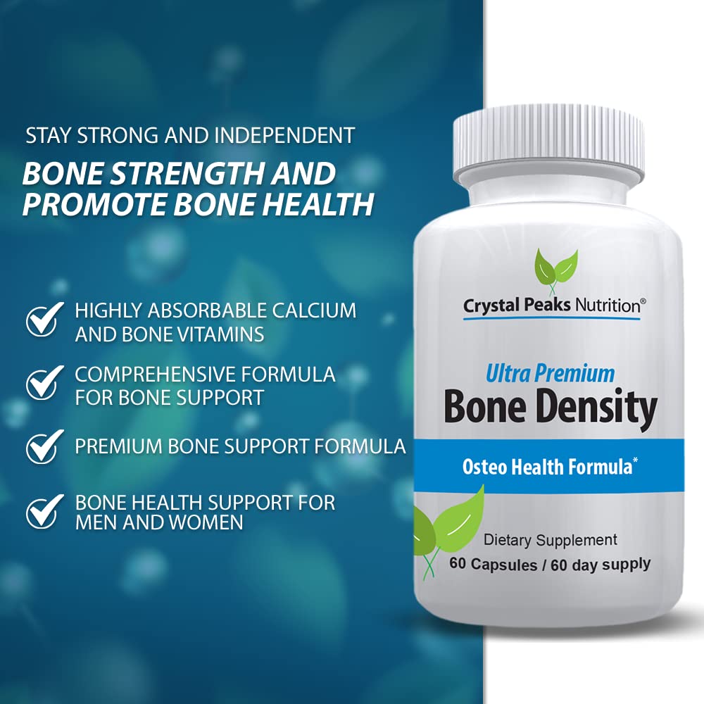 Crystal Peaks Nutrition Ultra Premium Bone Formula Calcium Carbonate with Vitamin K2 & D3, 60 Capsules