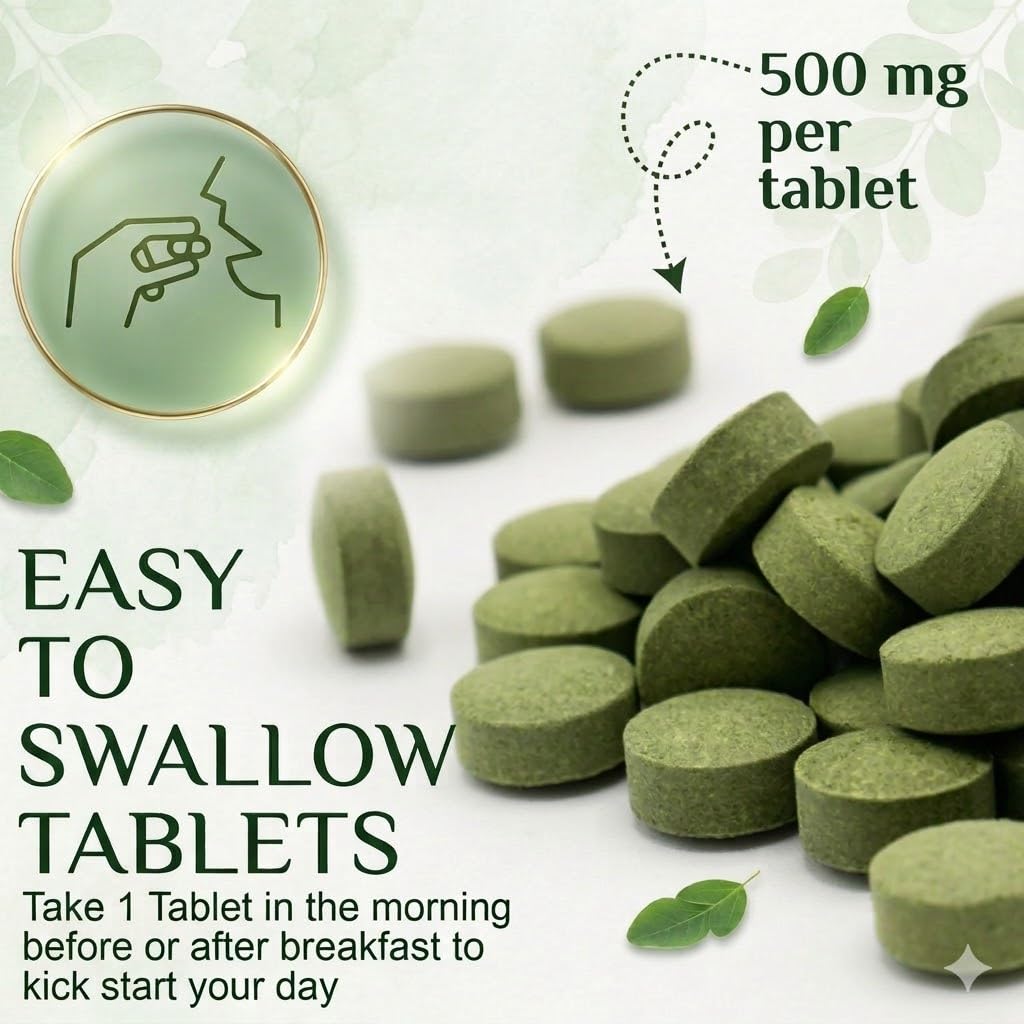 Grenera Organic Moringa Tablets, 500mg per Tablet, 240 Tablets