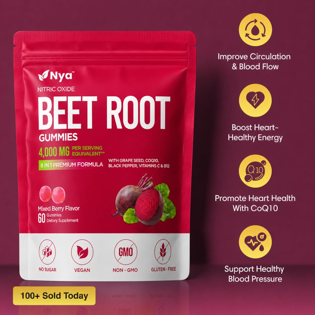 Pricyru NYA Organic Beetroot Gummies, 90 Count
