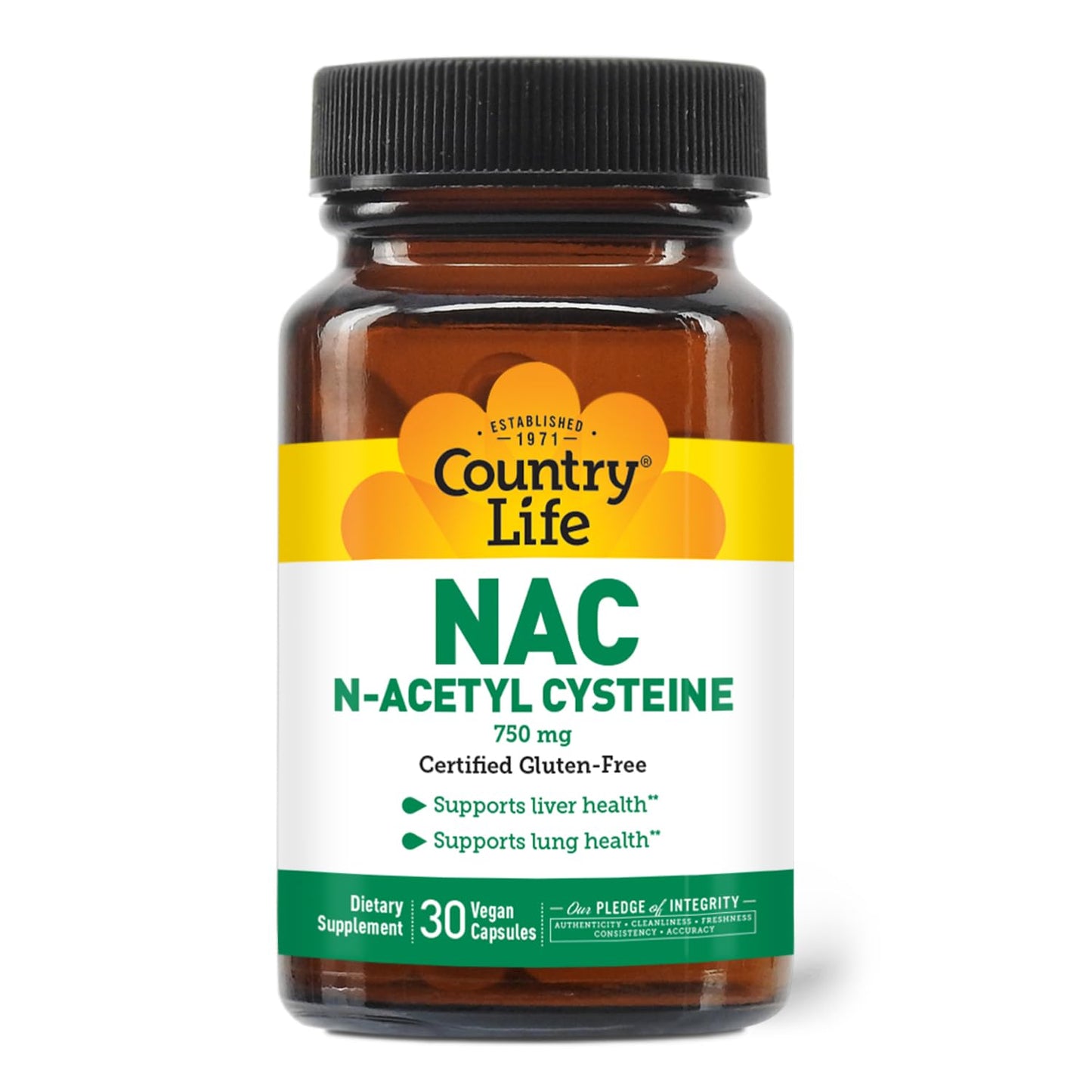 Country Life N-Acetyl Cysteine (NAC) 750 mg Capsules, 30 Count