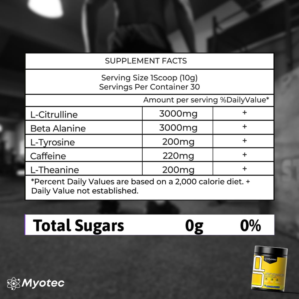 MYOTEC UP Mid Stimulant Pre Workout Powder 10.5 Ounce