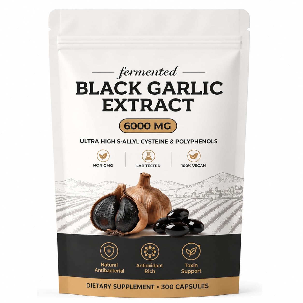 JXlspe Fermented Black Garlic Extract Softgels 300