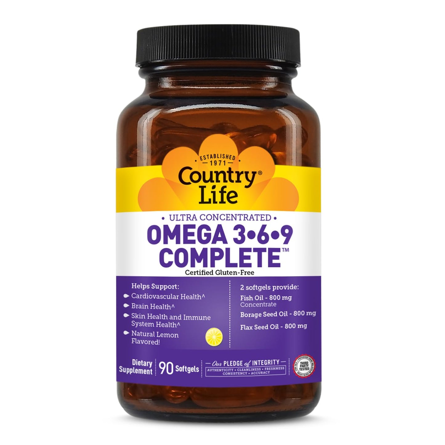 Country Life Omega 3-6-9 Complete Supplement Softgels 90