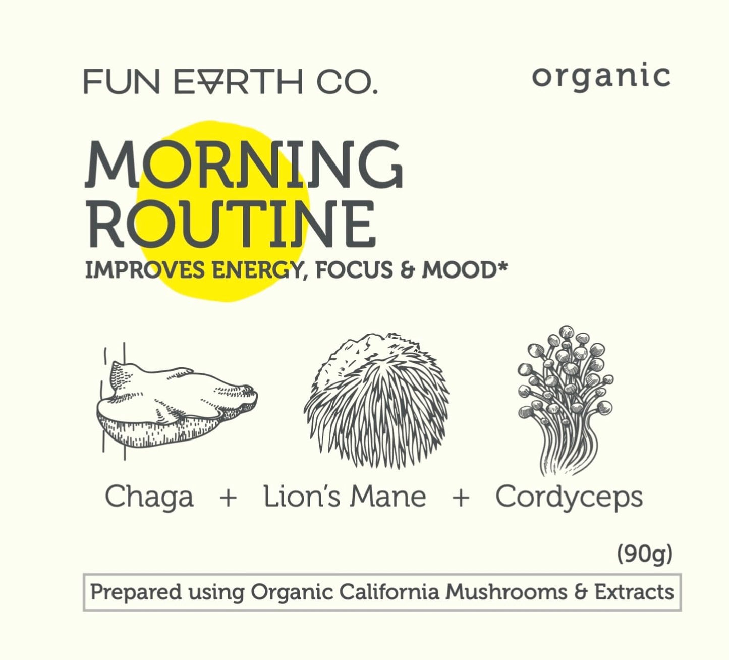 Fun Earth Morning Routine Mushrooms Mushroom Supplement Powder, 3.17 oz