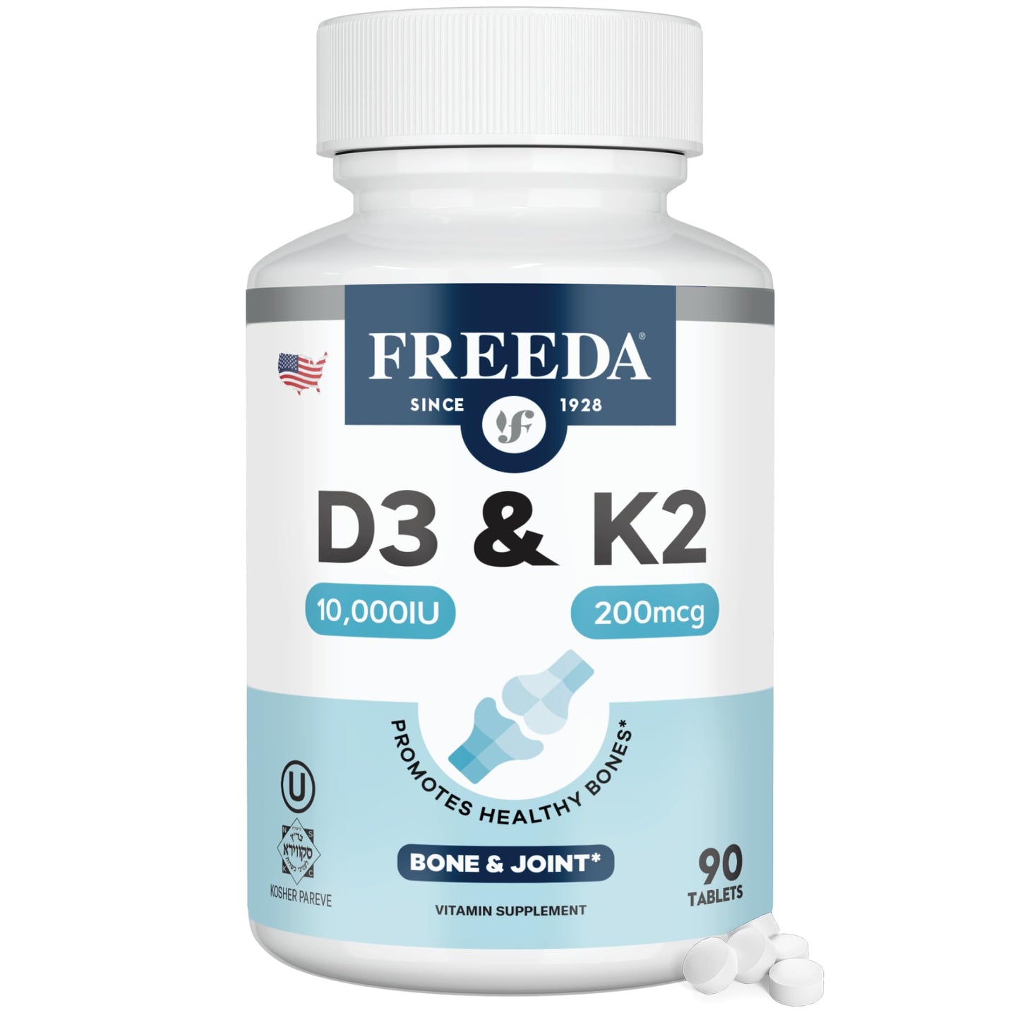 FREEDA Vitamin D3 with K2 Tablet, 90 Tablets