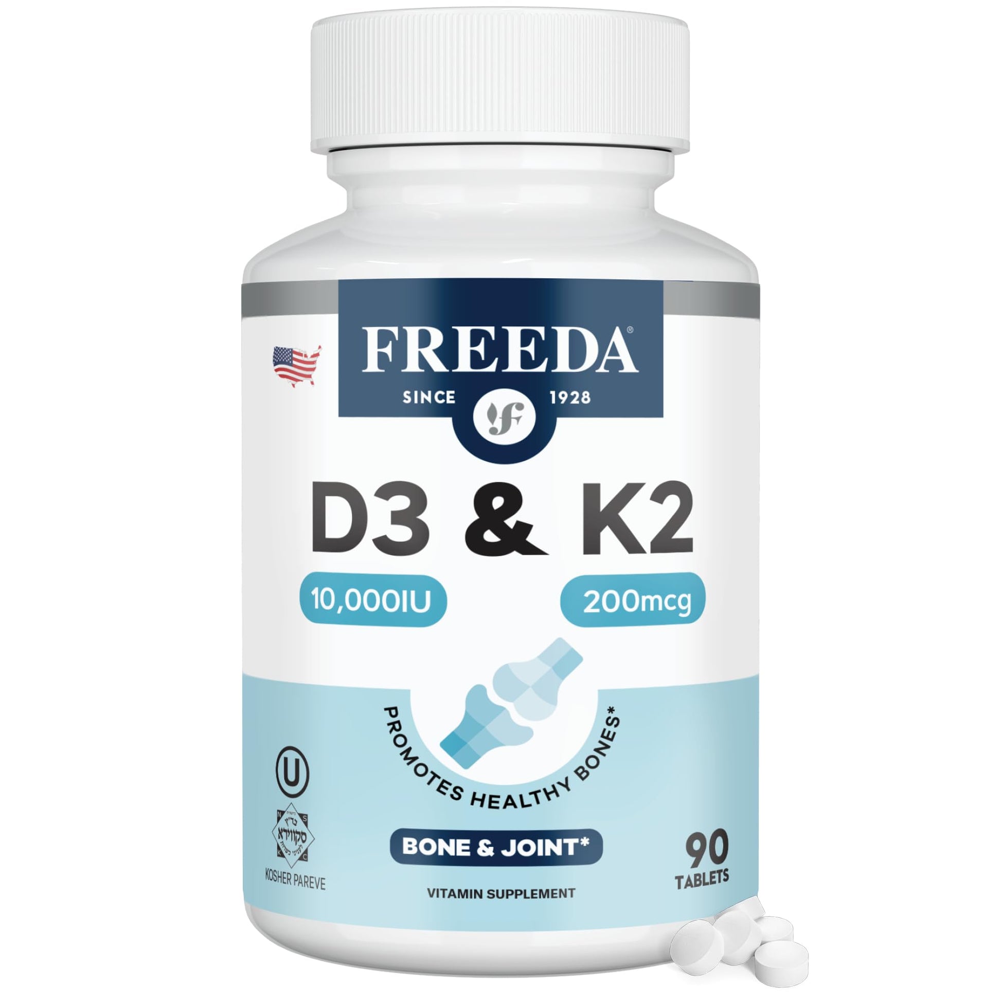 FREEDA Vitamin D3 with K2 Tablet, 90 Tablets