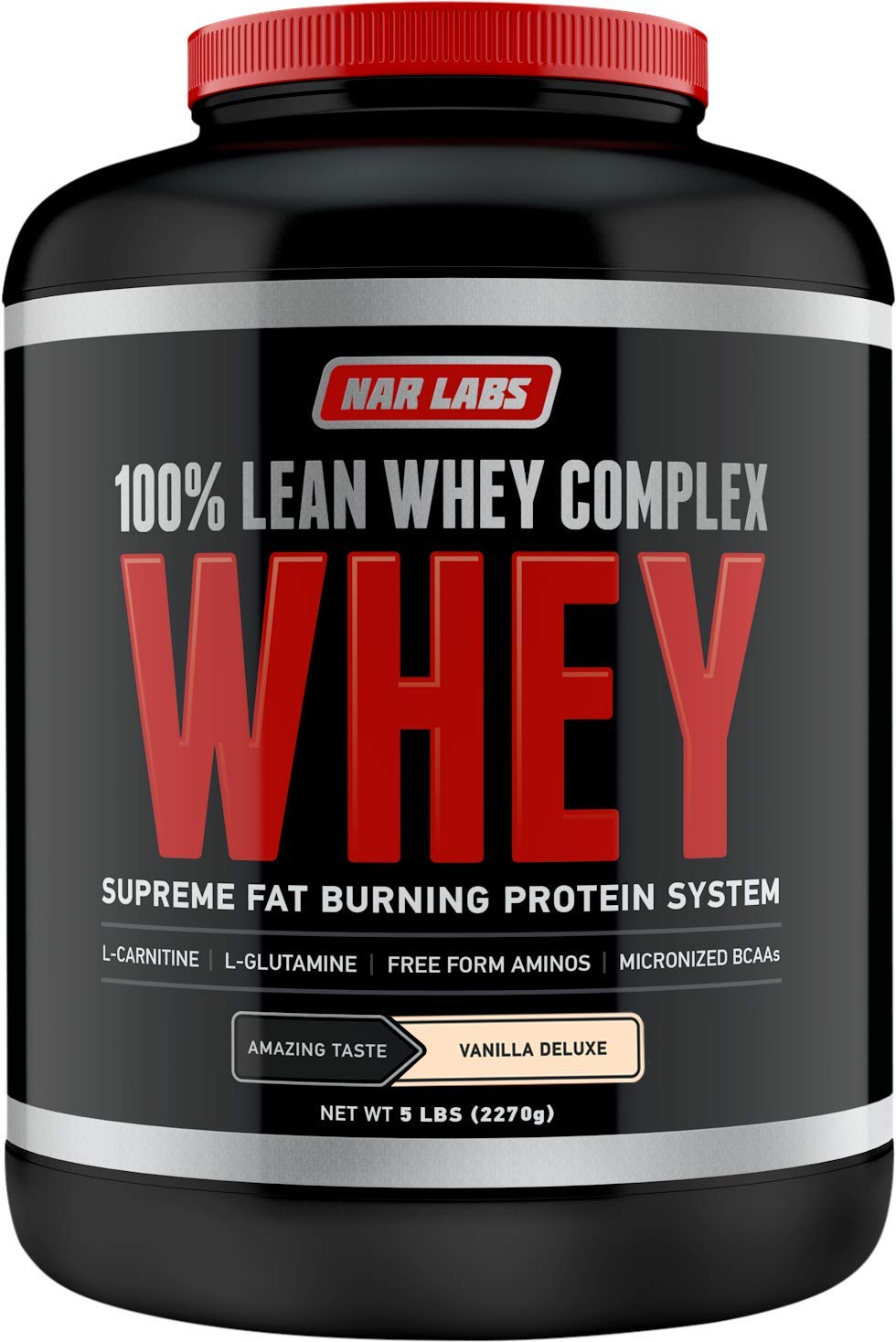 NAR LABS 100% Lean Whey Complex Whey Protein Powder, Vanilla Deluxe, 80 Servings