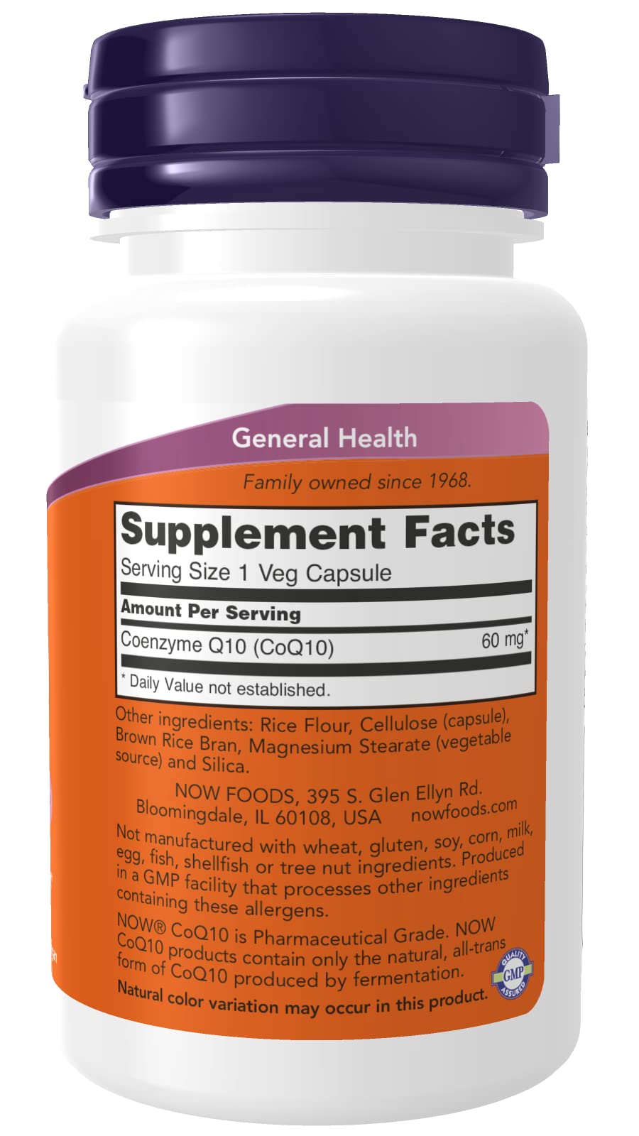 NOW Foods CoQ10 60 mg Capsule, 60 Count