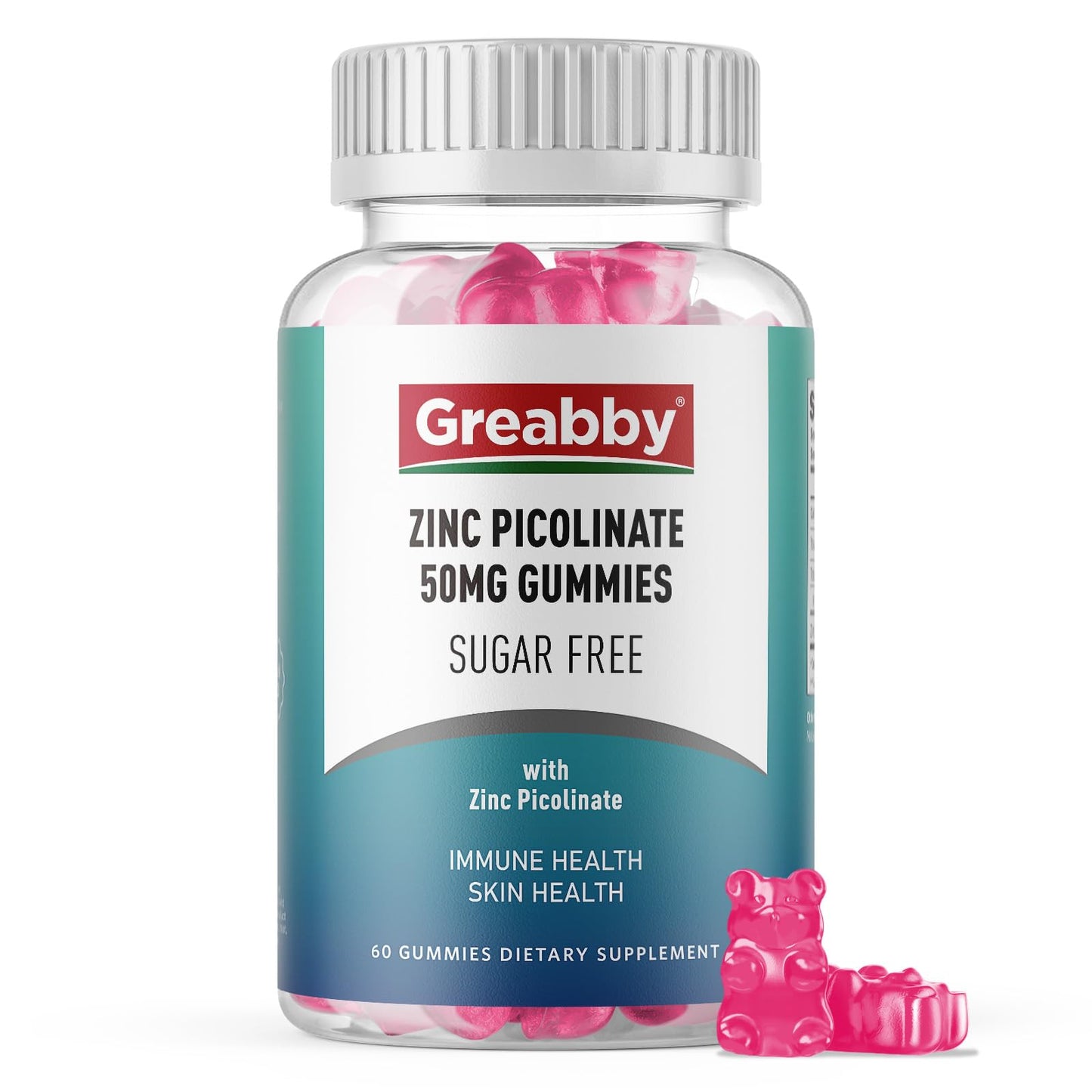 GREABBY Zinc Picolinate 50 mg Gummy Sugar Free, 60 Count