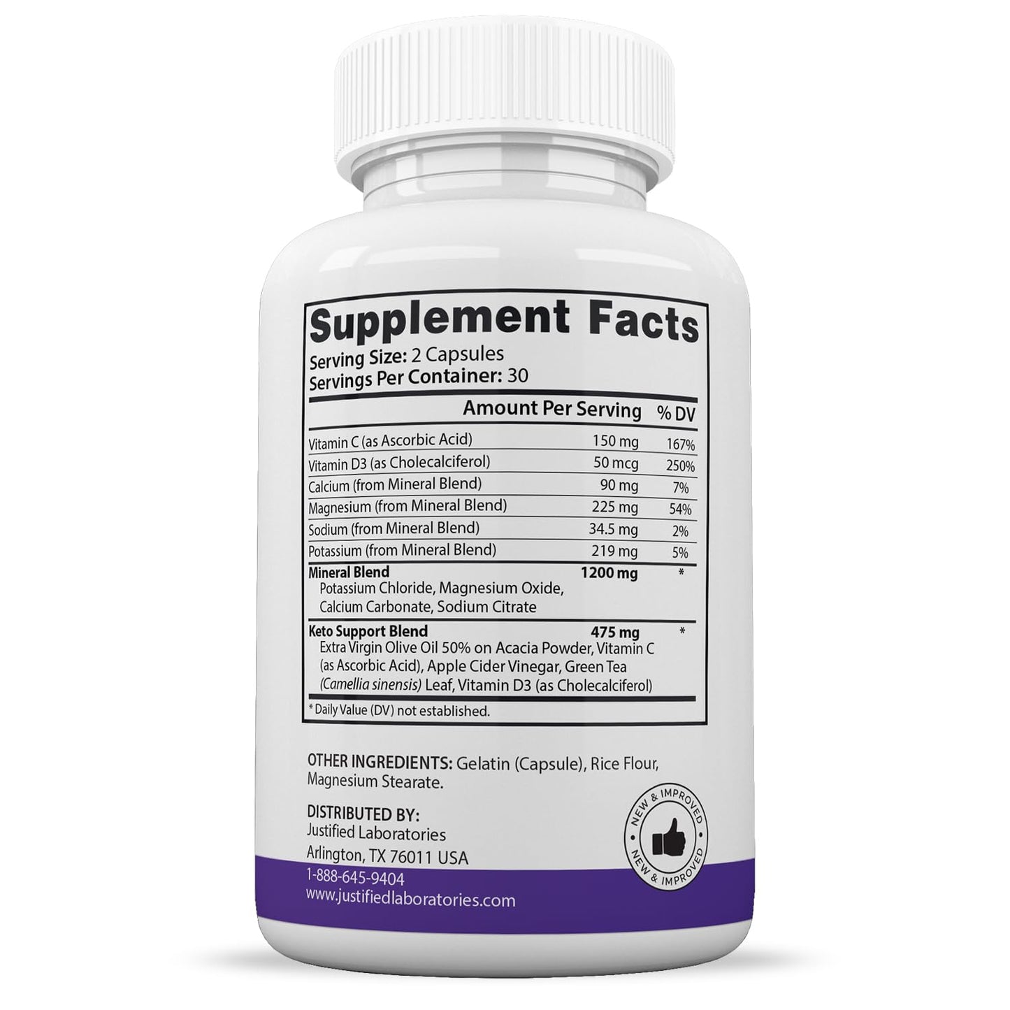 Justified Laboratories Turbo Ripped Keto ACV Extreme Capsule 1675MG Keto Support Blend 120 Capsules