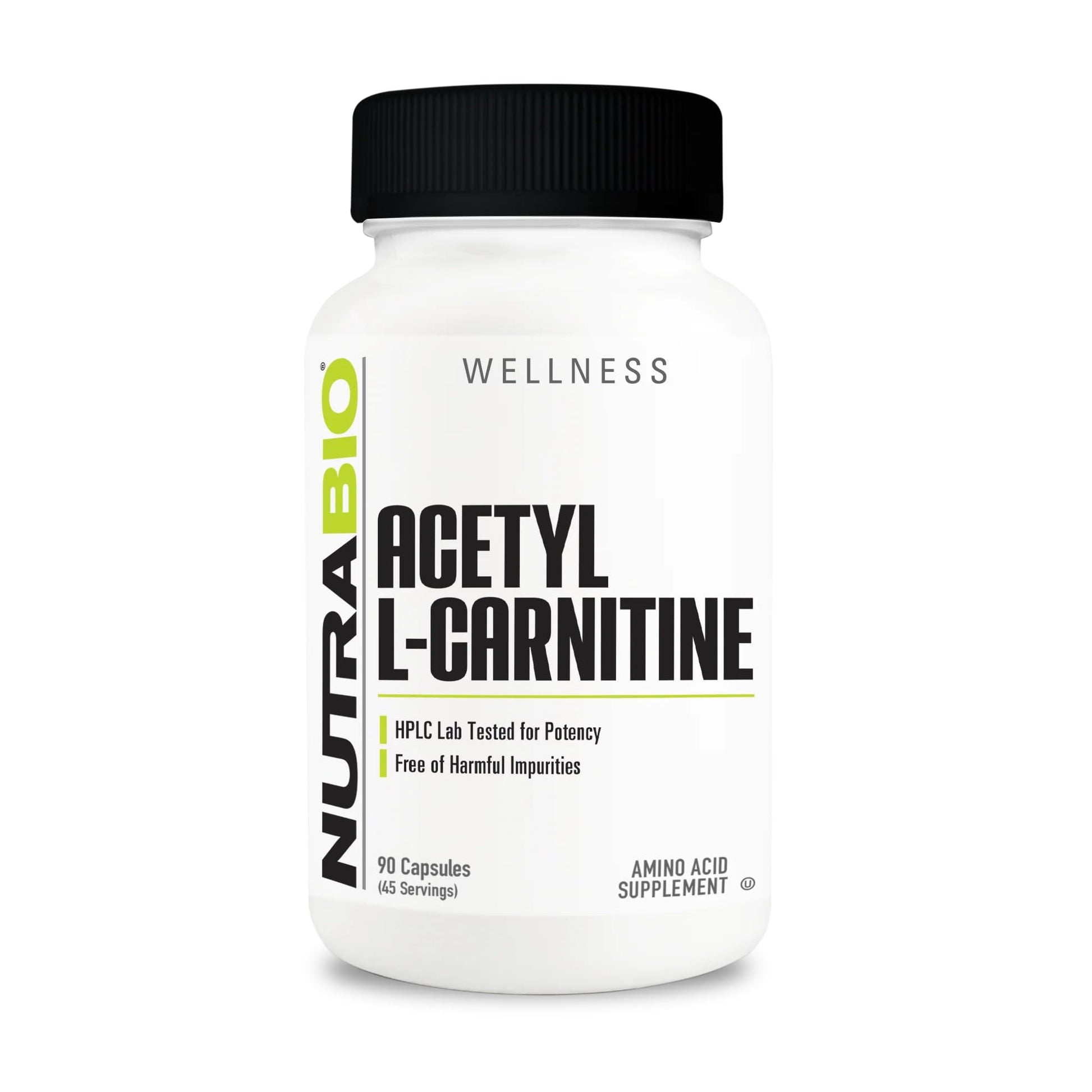 NutraBio Acetyl L-Carnitine (ALCAR) Supplement 500mg Capsule, 90 Capsules