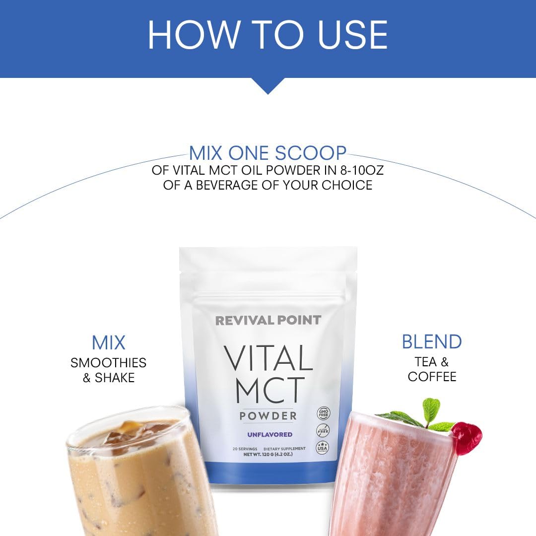 Revival Point MCT Oil Powder Creamer with Keto Electrolytes, 20