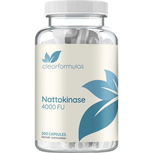 Clear Formulas Nattokinase 4000 FU Enzyme Supplement 200 Capsules