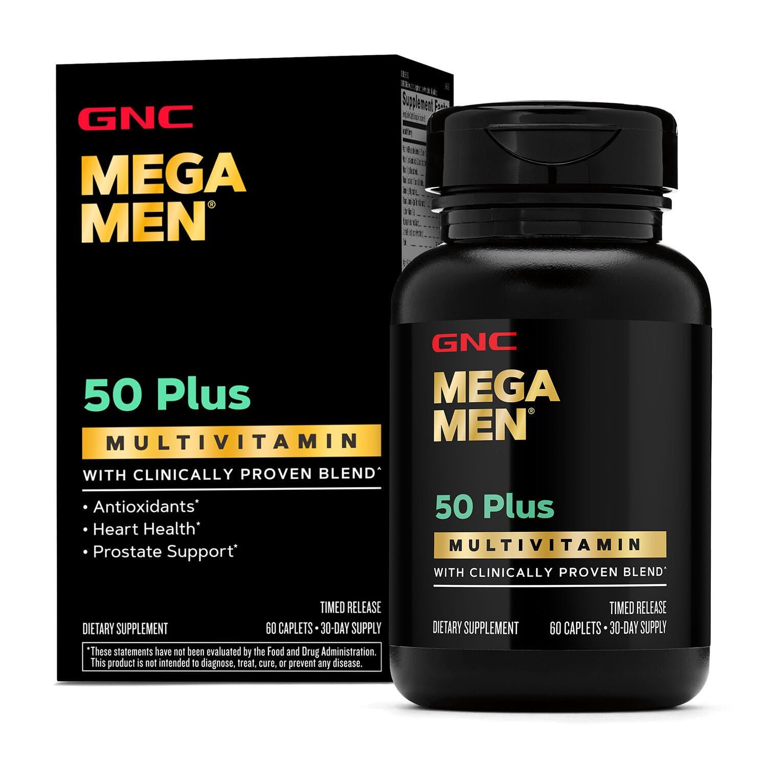 GNC Mega Men 50 Plus Multivitamin Caplets, 60 Count