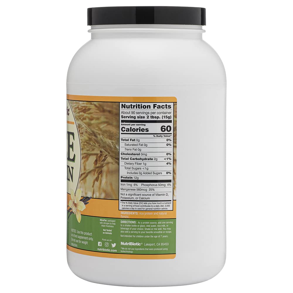 NutriBiotic Vanilla Rice Protein Powder, 48