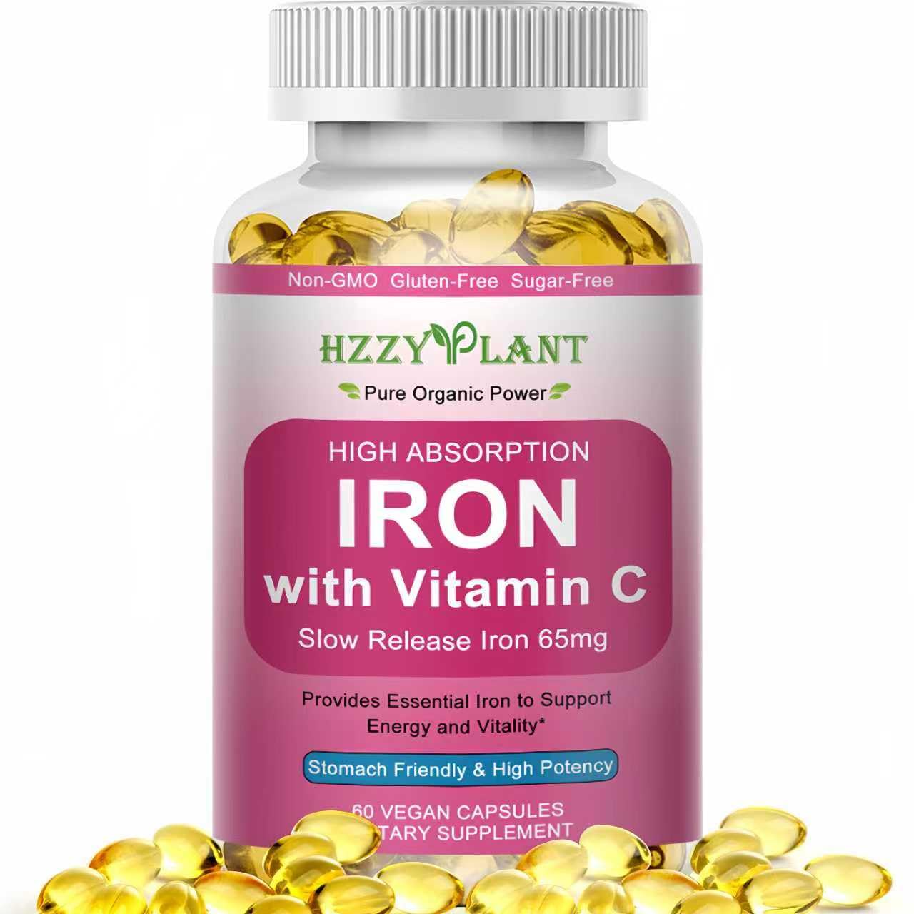 HZZYPLANT Iron Supplement for Women Softgels 60 Count