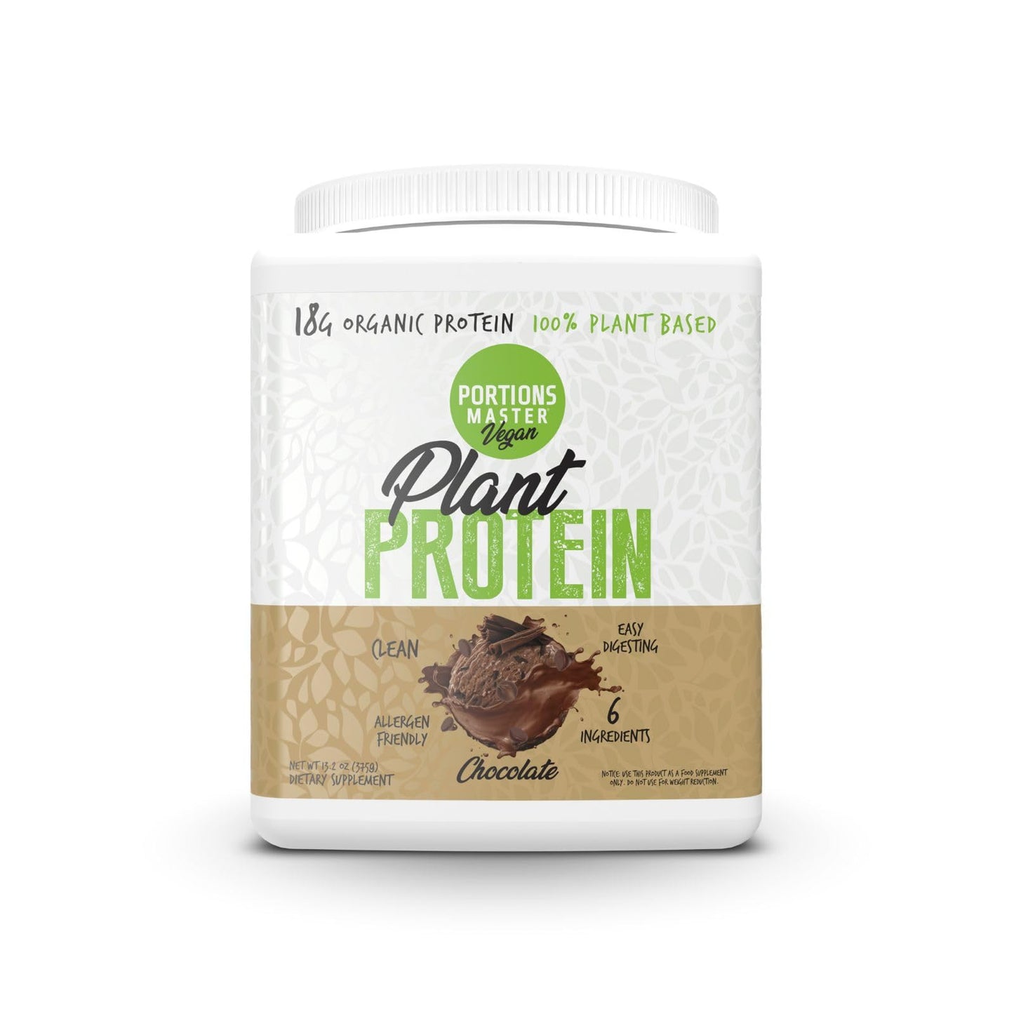 Portions Master Plant Protein Powder Organic Fermented Brown Rice Chocolate, 13.2 oz