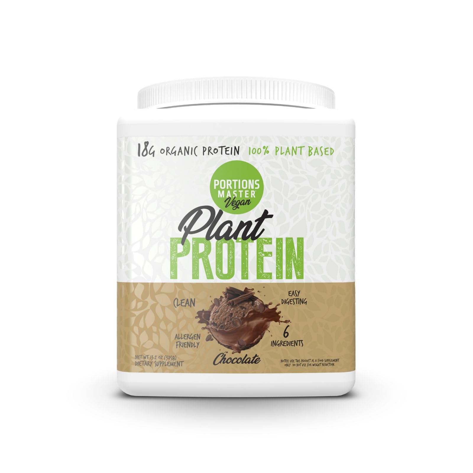 Portions Master Plant Protein Powder Organic Fermented Brown Rice Chocolate, 13.2 oz