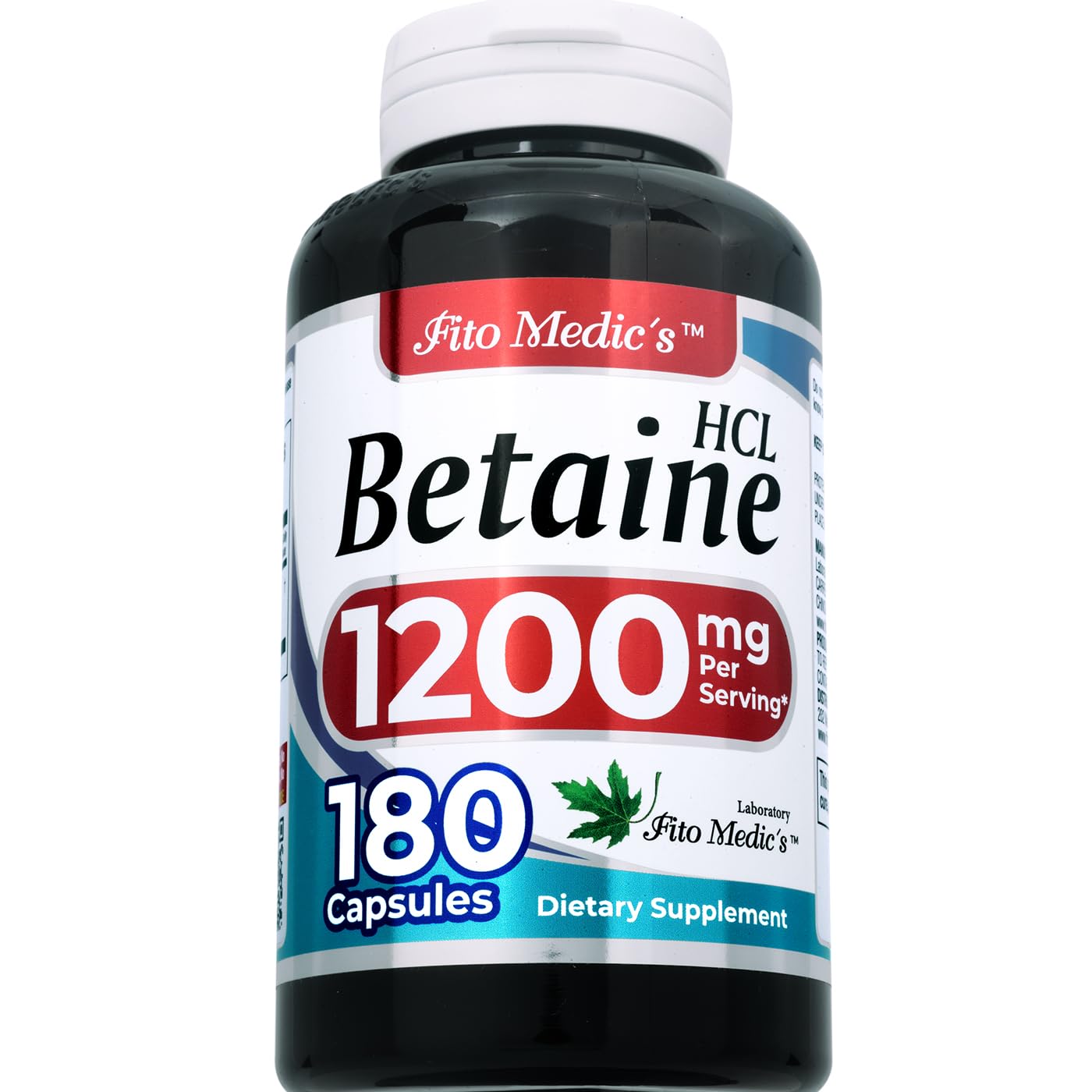 FITO MEDIC'S Betaine Hydrochloride Capsules, 180 Count
