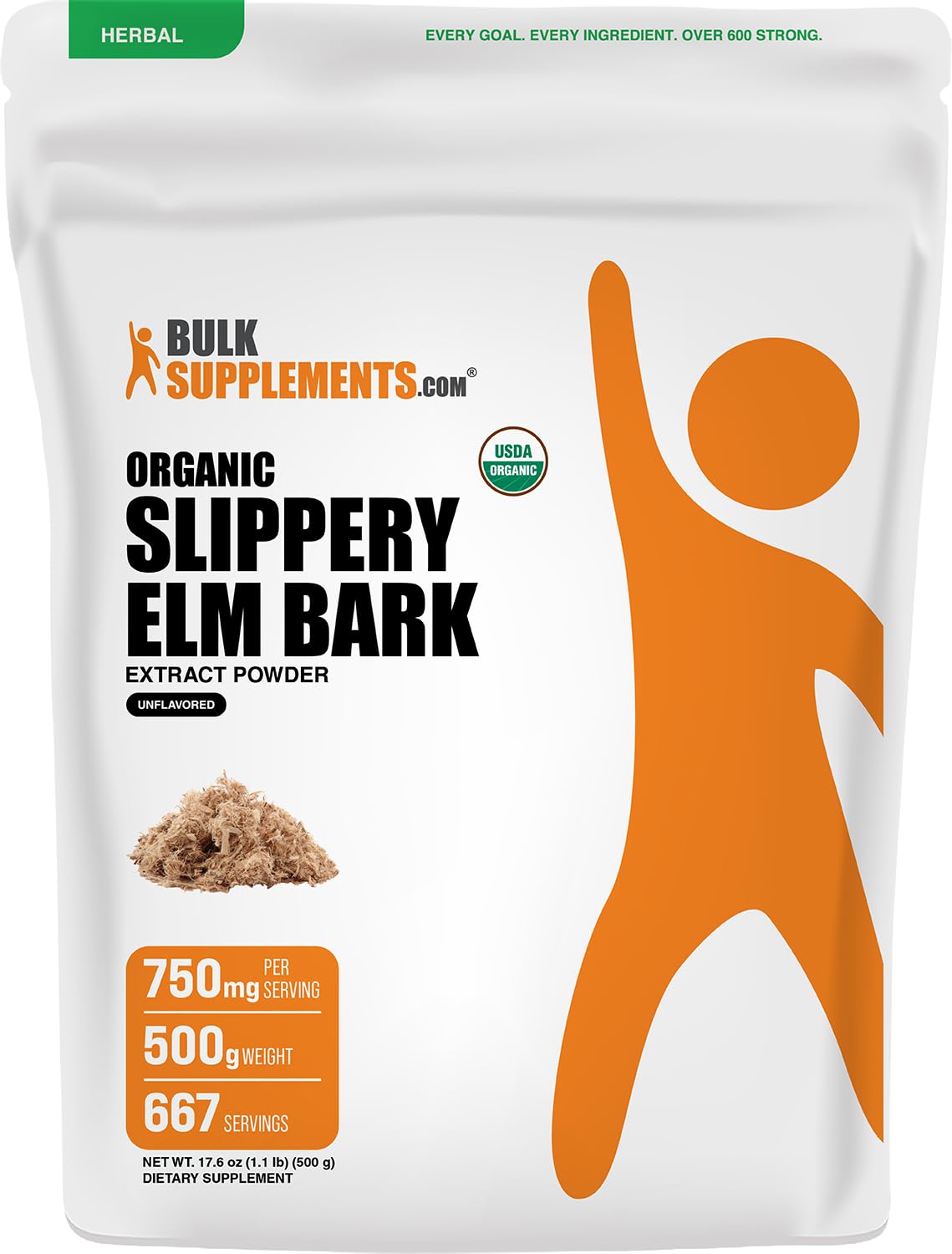 BulkSupplements Organic Slippery Elm Bark Extract Powder 17.6 oz