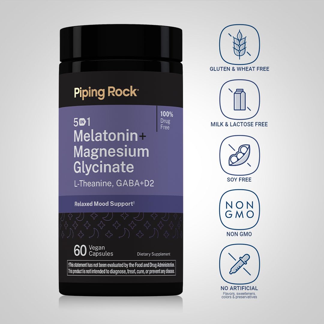 Piping Rock Melatonin with Magnesium Capsules, 60 Count