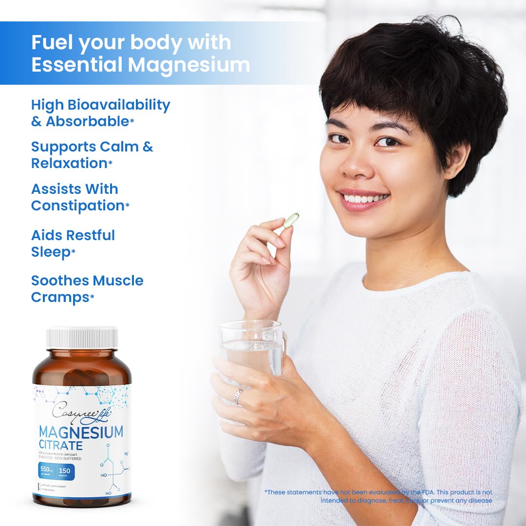 Cosynee Magnesium Citrate 550 mg Capsule, 150 Count