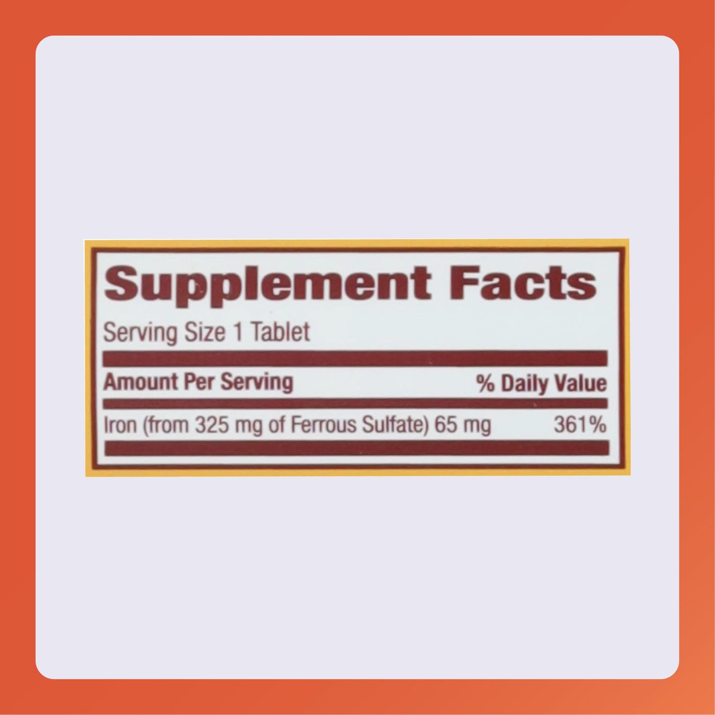 Rugby Laboratories Ferrous Sulfate 325mg Tablets, 100 Count