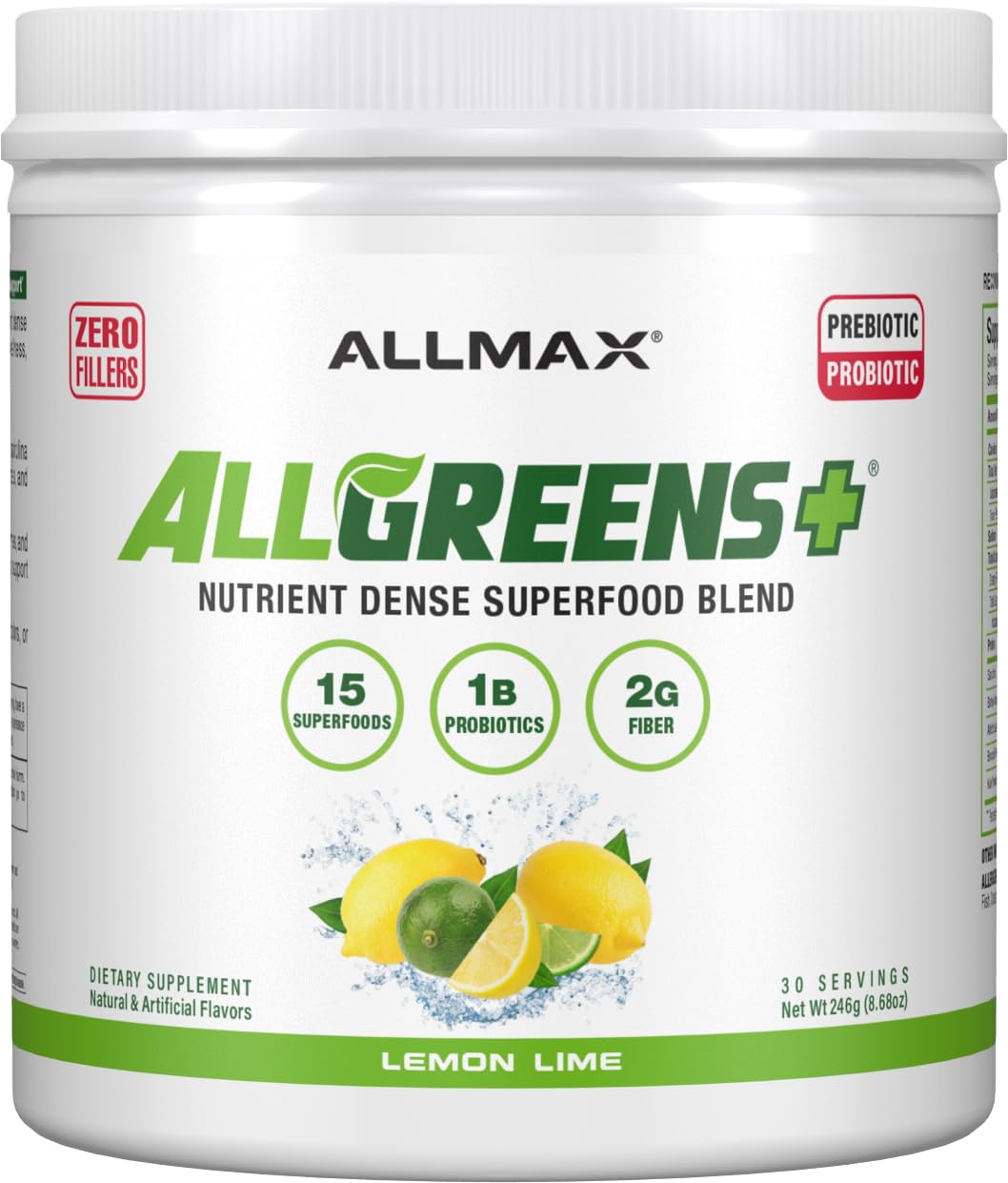 ALLMAX ALLGREENS+ Lemon Lime Powder 8.68 oz