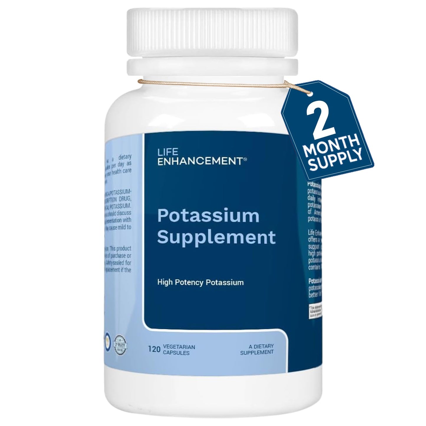 Life Enhancement Potassium Supplement High Potency 1020 mg Capsule, 120 Count