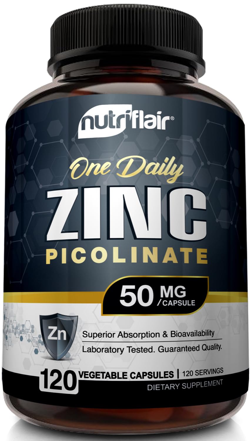 NutriFlair Zinc Picolinate 50mg Capsules, 120 Count