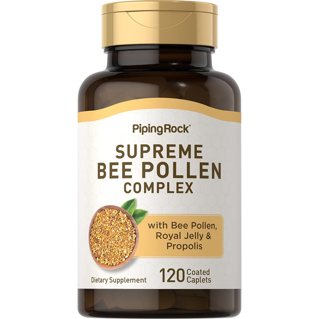 Piping Rock Bee Pollen with Royal Jelly and Propolis Caplets, 120 Count