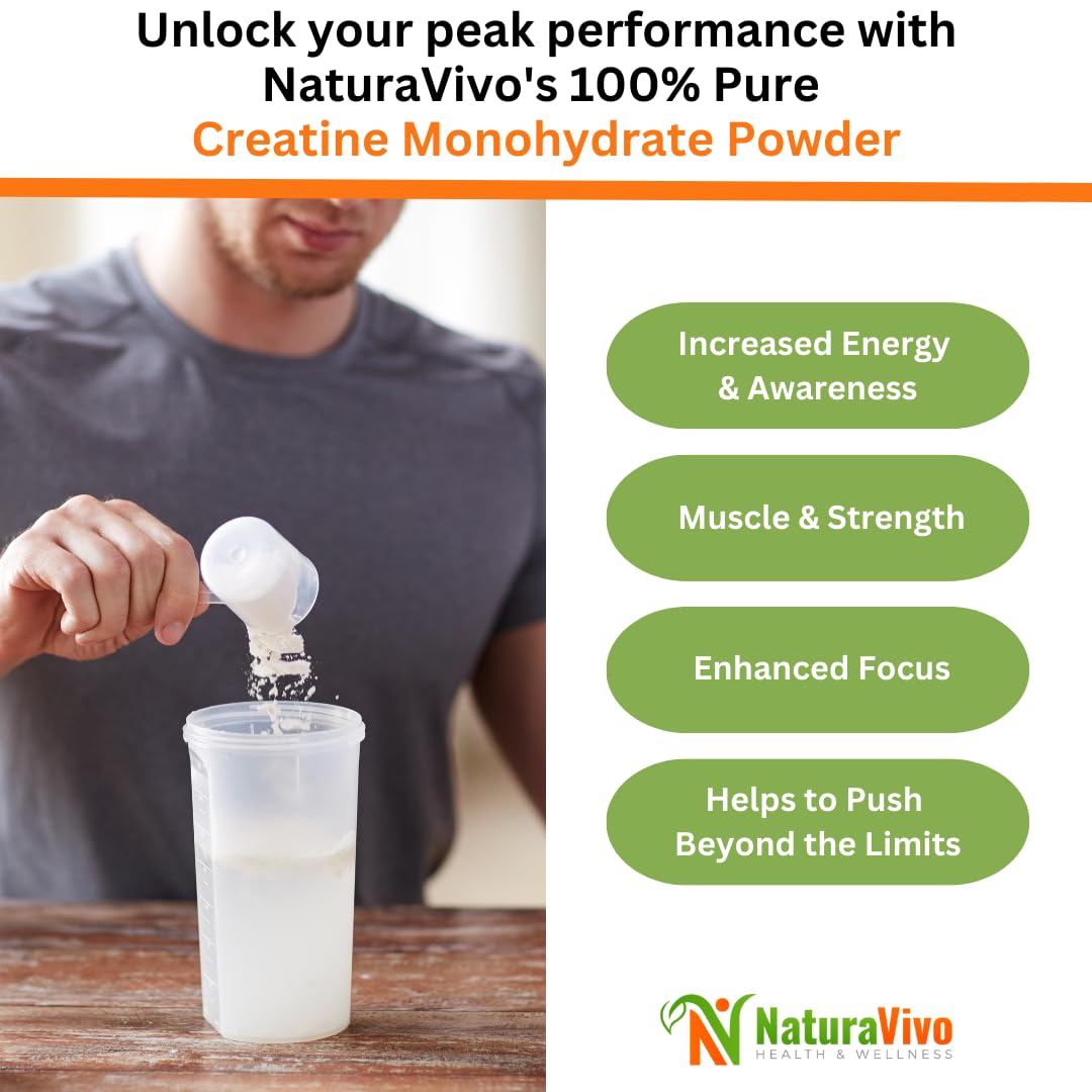 NaturaVivo Health & Wellness Creatine Monohydrate Powder 8.8 oz