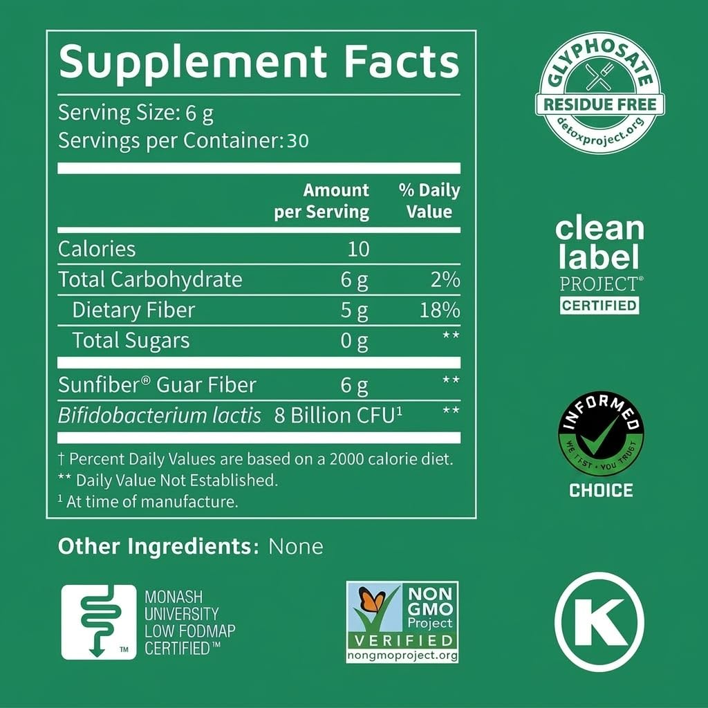 Tomorrow's Nutrition Sunfiber GI Prebiotic Fiber Powder 6.4