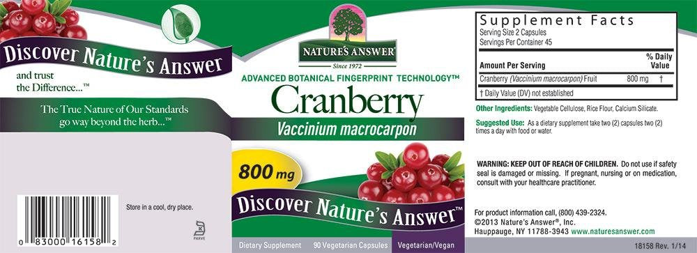 Nature's Answer Cranberry Fruit Capsules 90 Count