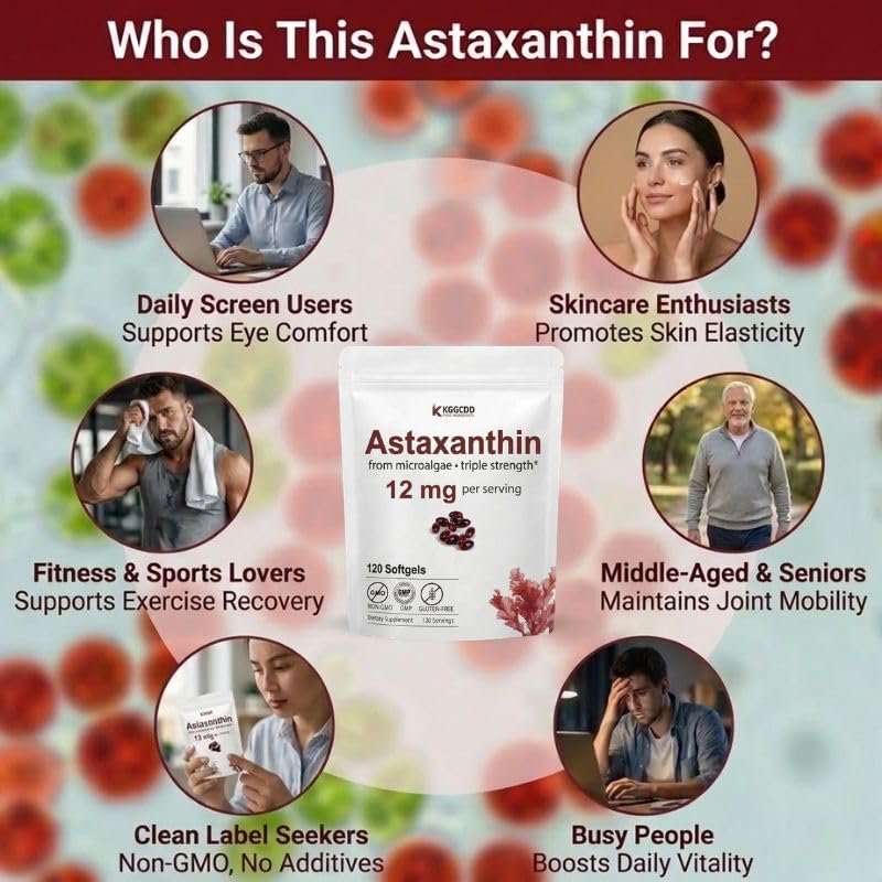KGGCDD Astaxanthin Supplements 12mg Capsules 120