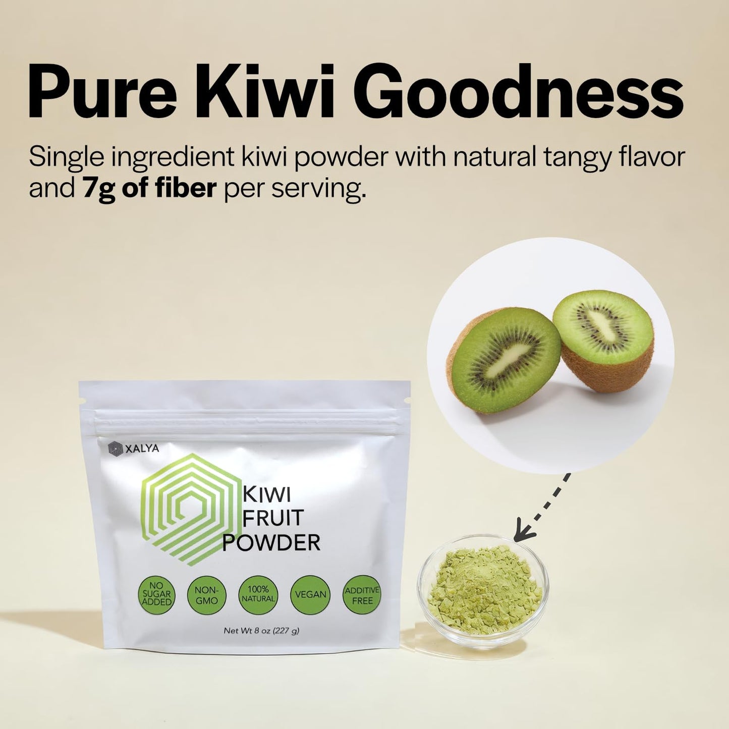 Xalya Kiwi Powder Smoothie Flavoring & Natural Green Food Coloring, 8 oz