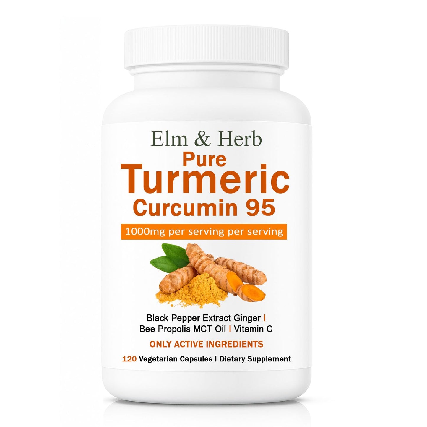 Kunnozz Elm & Herb Pure Turmeric Curcumin 95 Capsules 120