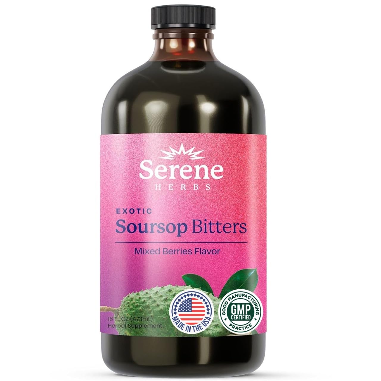 Serene Herbs Sweet Support Stack - Soursop Capsules + Mixed Berry Bitters, Capsules + Bitters, 61 Capsules