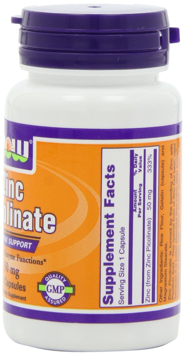 NOW Foods Zinc Picolinate 50mg Capsules 180 Capsules